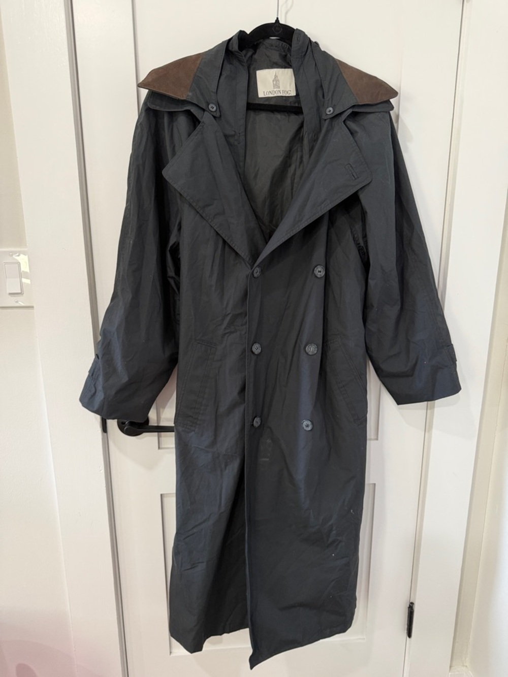 London Fog Blue Hooded Trench Coat